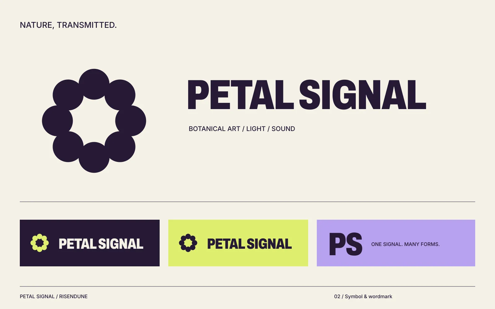 Eight petals make the symbol, next to a bold condensed wordmark.